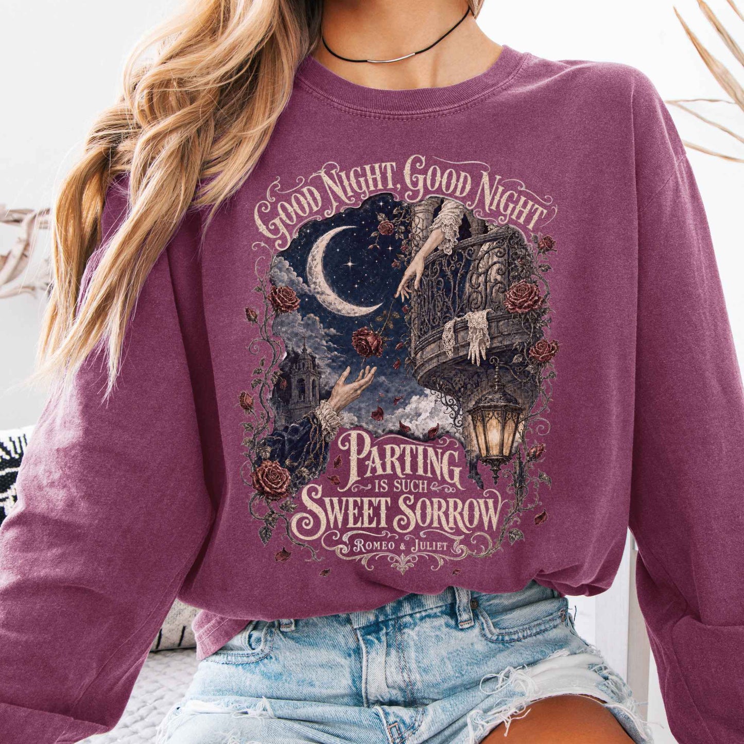 Long-sleeve Berry / S Parting Is Such Sweet Sorrow Romeo and Juliet Shakespeare Long Sleeve The Mystic Eden
