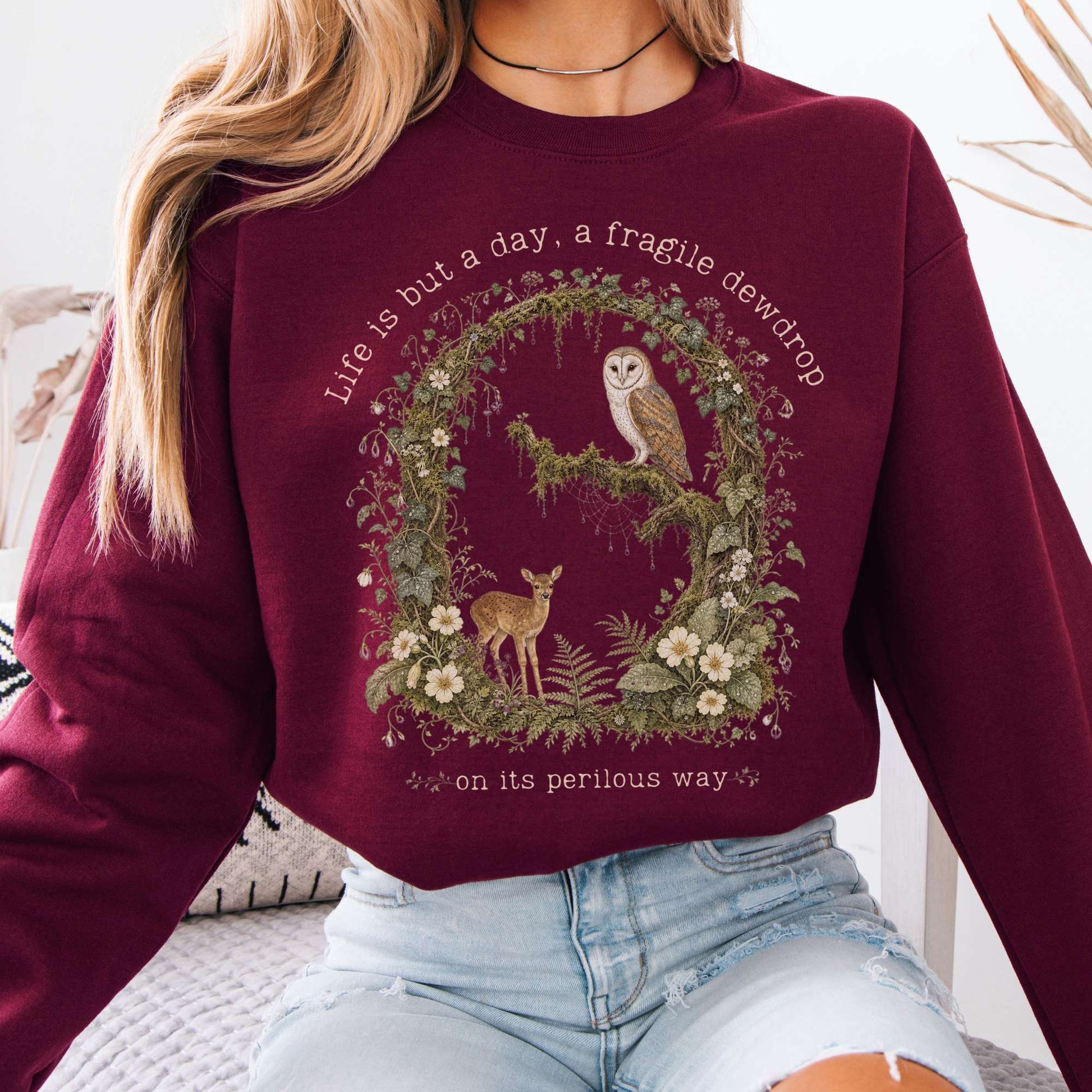 Sweatshirt Maroon / S Design 297 Crewneck Sweatshirt The Mystic Eden