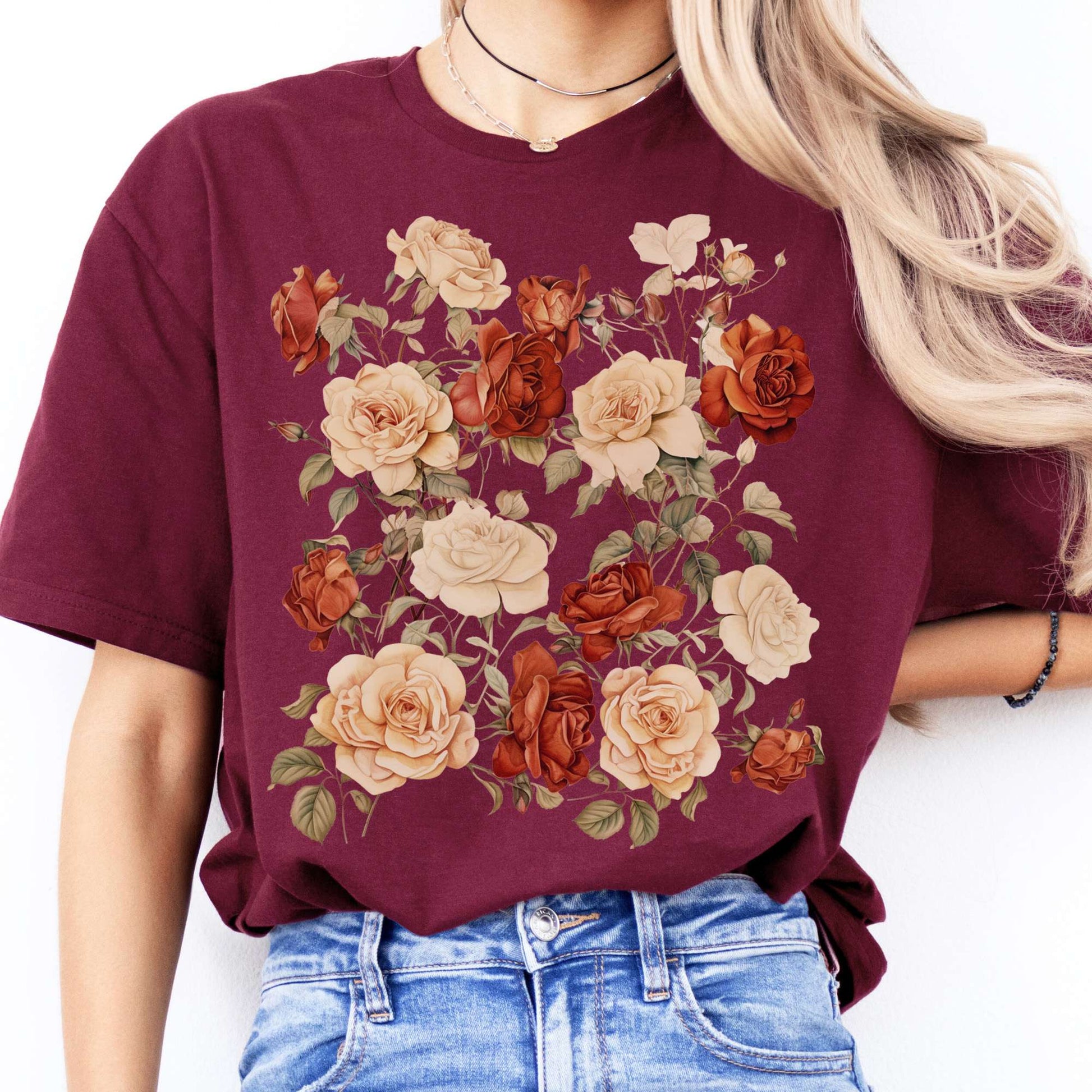 T-Shirt Vintage Rose Dark Academia T-Shirt The Mystic Eden