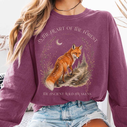 Long-sleeve Berry / S In the Heart of the Forest The Ancient Wild Awakens Fox Long Sleeve The Mystic Eden