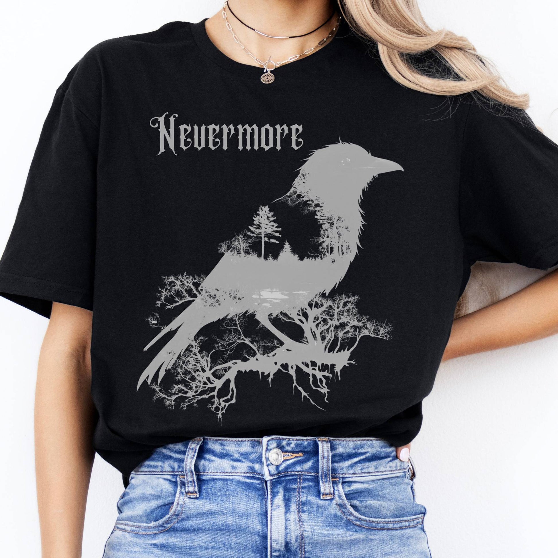 T-Shirt Nevermore The Raven Edgar Allan Poe T-Shirt The Mystic Eden