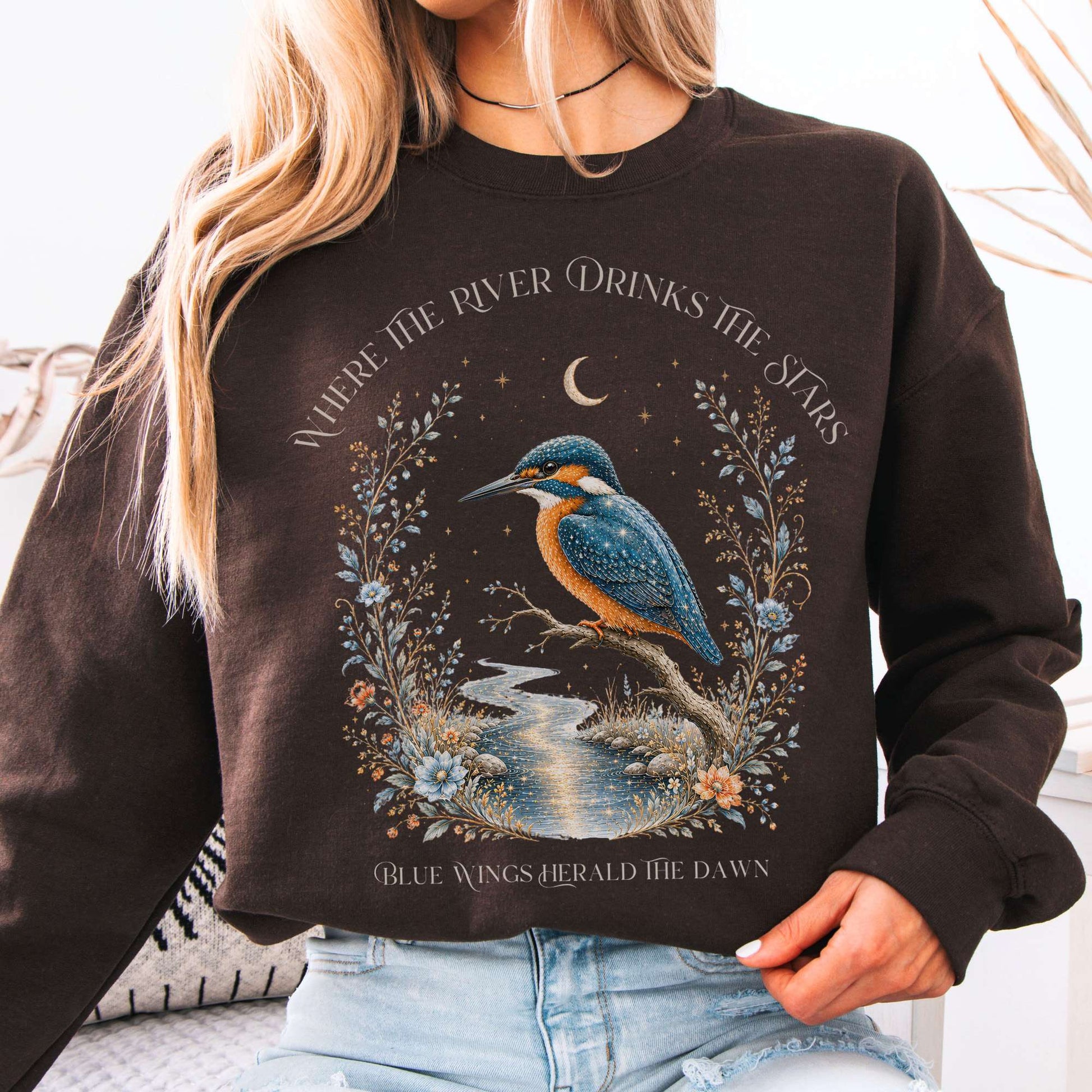 Sweatshirt Dark Chocolate / S Where the River Drinks the Stars Crewneck Sweatshirt The Mystic Eden