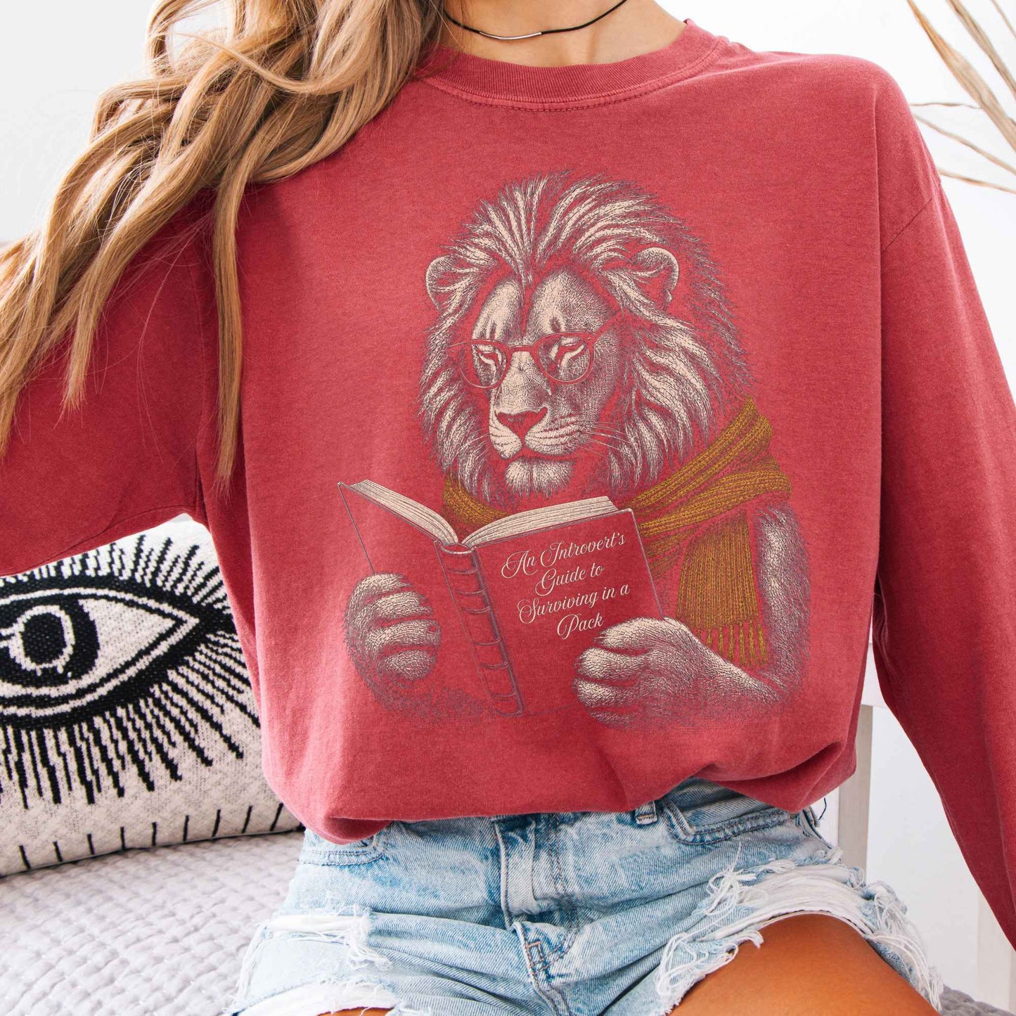 Long-sleeve Crimson / S Introvert's Guide to Surviving in a Pack Lion Reader Long Sleeve The Mystic Eden