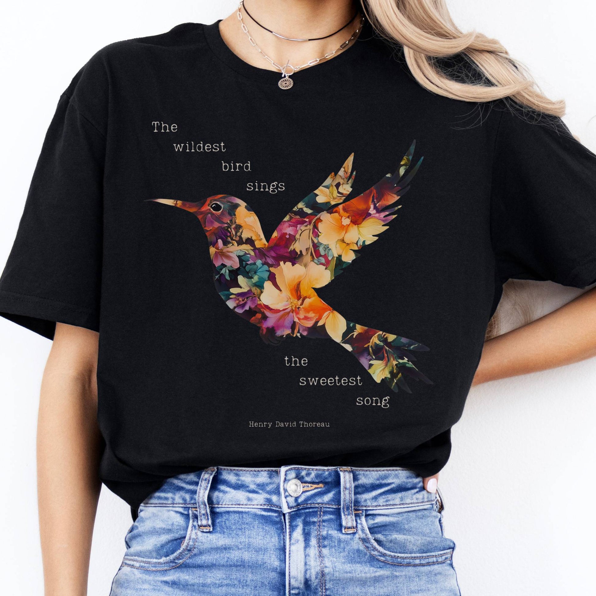 T-Shirt The Wildest Bird Sings the Sweetest Song Thoreau T-Shirt The Mystic Eden