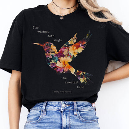 T-Shirt The Wildest Bird Sings the Sweetest Song Thoreau T-Shirt The Mystic Eden