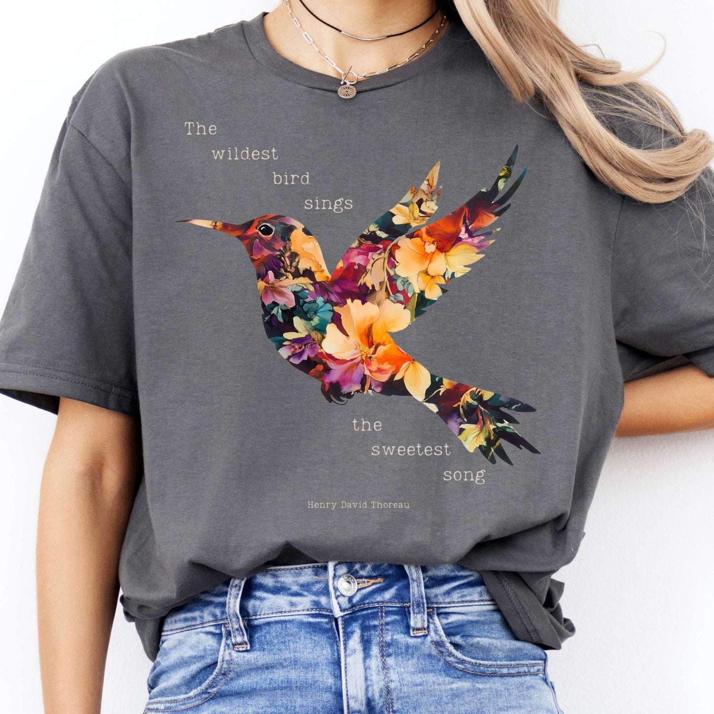 T-Shirt The Wildest Bird Sings the Sweetest Song Thoreau T-Shirt The Mystic Eden