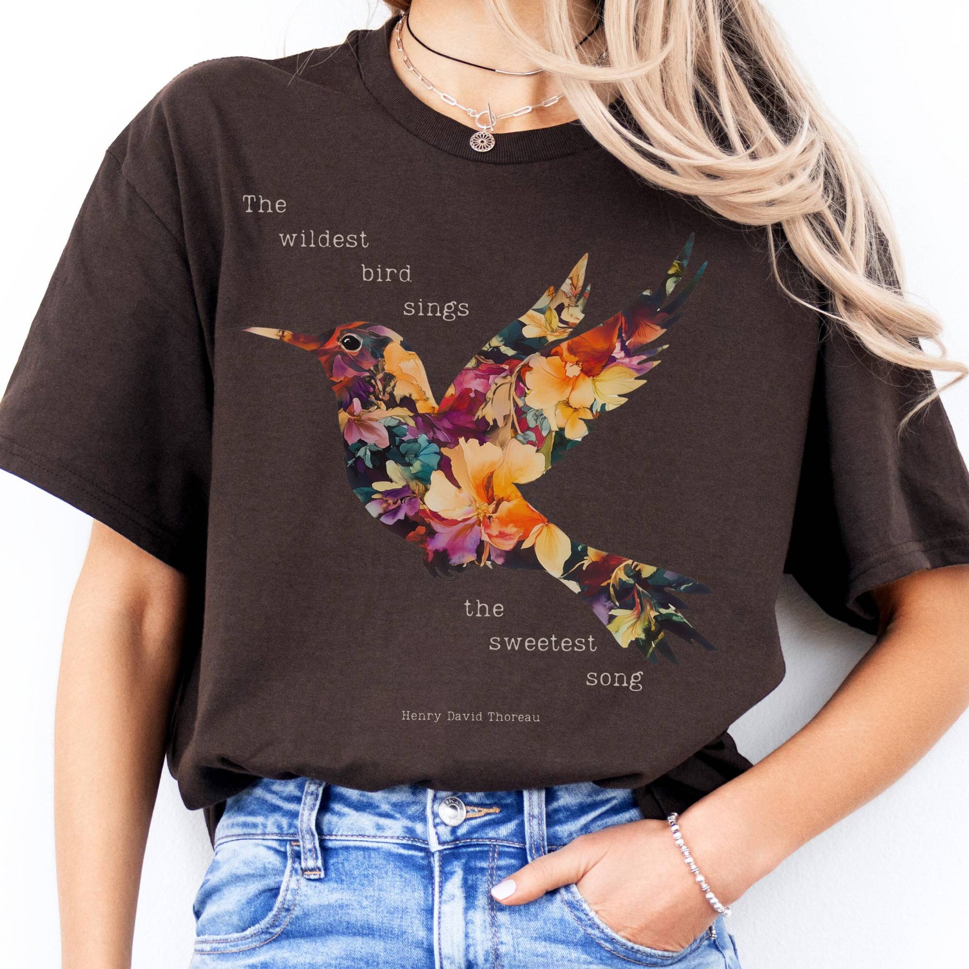 T-Shirt The Wildest Bird Sings the Sweetest Song Thoreau T-Shirt The Mystic Eden