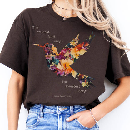 T-Shirt The Wildest Bird Sings the Sweetest Song Thoreau T-Shirt The Mystic Eden
