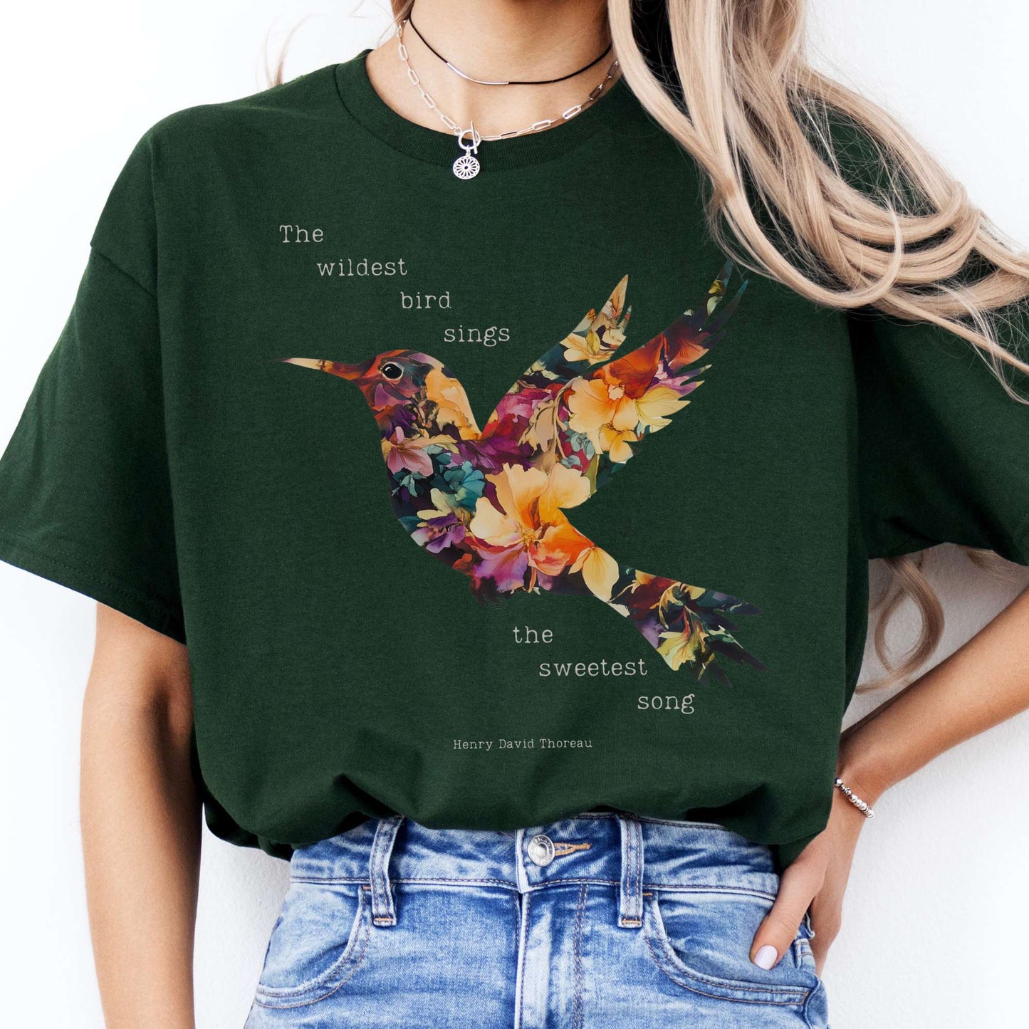 T-Shirt The Wildest Bird Sings the Sweetest Song Thoreau T-Shirt The Mystic Eden