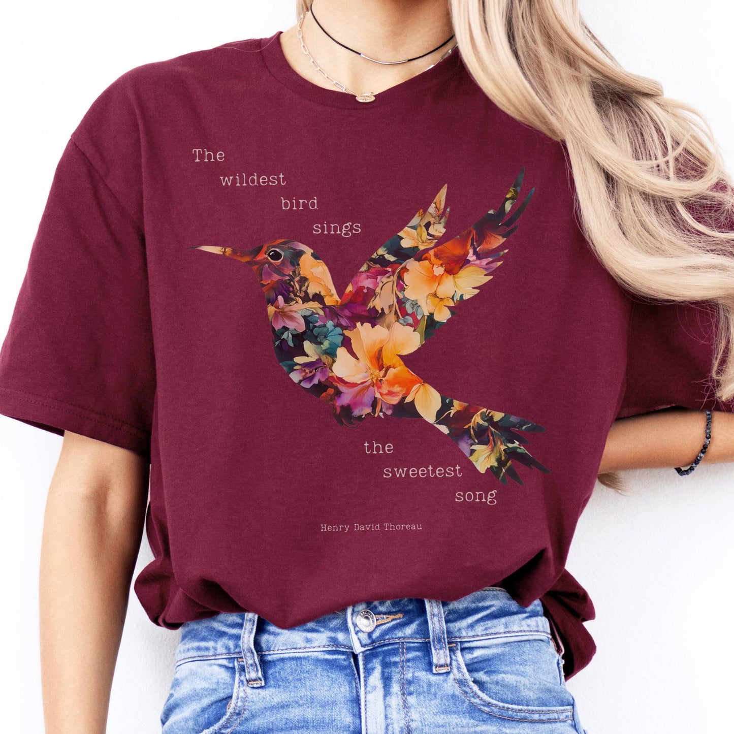 T-Shirt The Wildest Bird Sings the Sweetest Song Thoreau T-Shirt The Mystic Eden