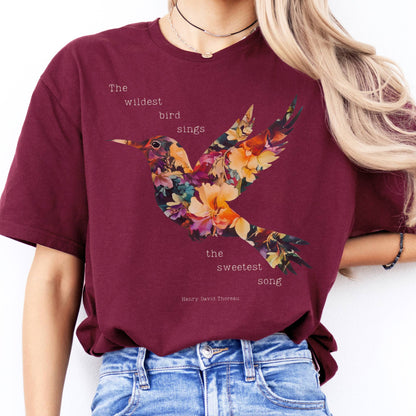T-Shirt The Wildest Bird Sings the Sweetest Song Thoreau T-Shirt The Mystic Eden