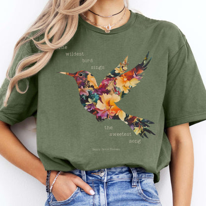 T-Shirt The Wildest Bird Sings the Sweetest Song Thoreau T-Shirt The Mystic Eden
