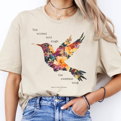 T-Shirt The Wildest Bird Sings the Sweetest Song Thoreau T-Shirt The Mystic Eden