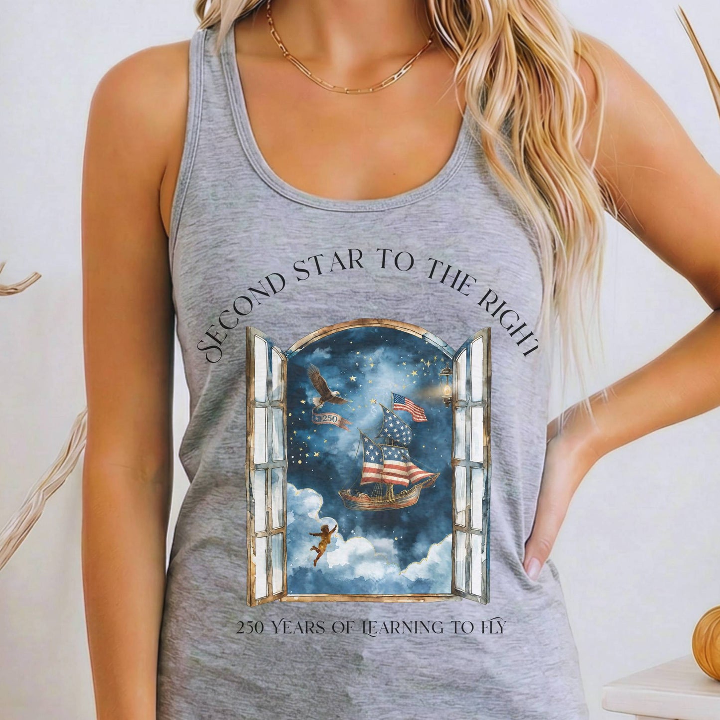 Tank Top Heather Grey / XS Second Star to the Right America 250 Commemorative Women's Lightweight Tank Top The Mystic Eden