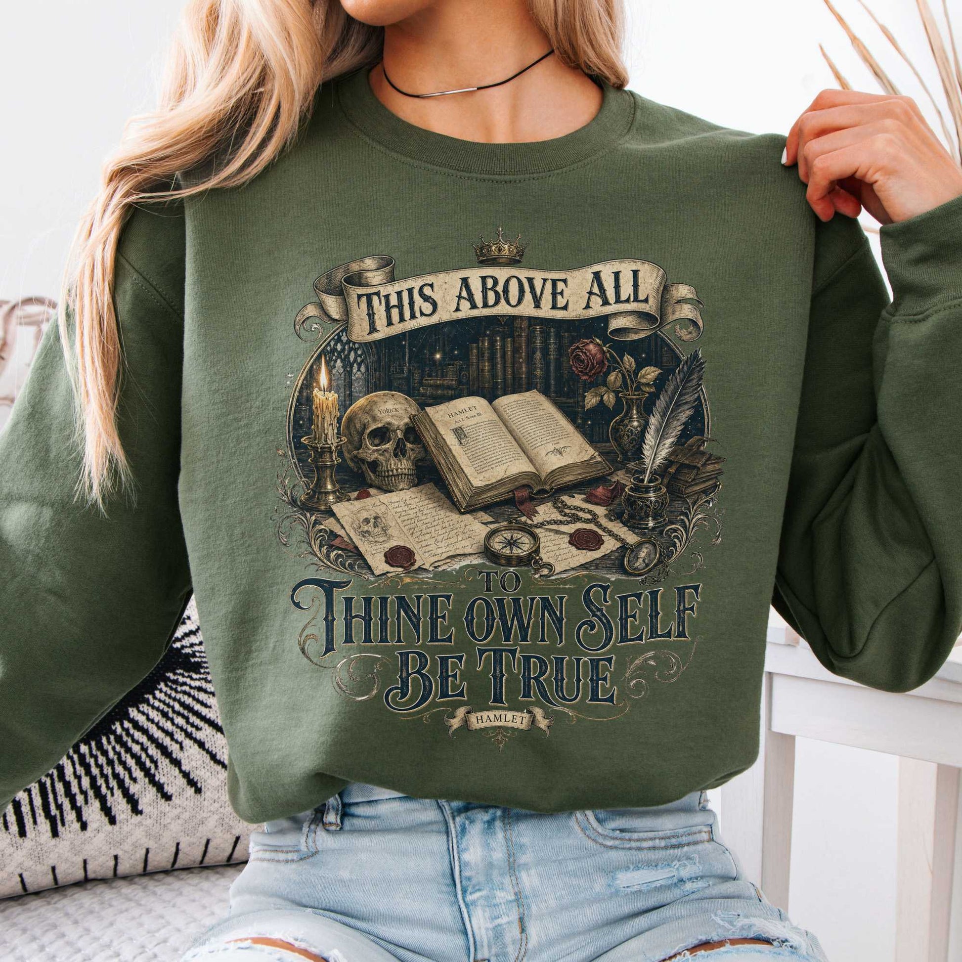 Sweatshirts Military Green / S Design 338 Crewneck Sweatshirt The Mystic Eden