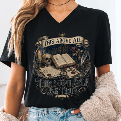 V-neck Black / S To Thine Own Self Be True Hamlet Shakespeare V-Neck The Mystic Eden