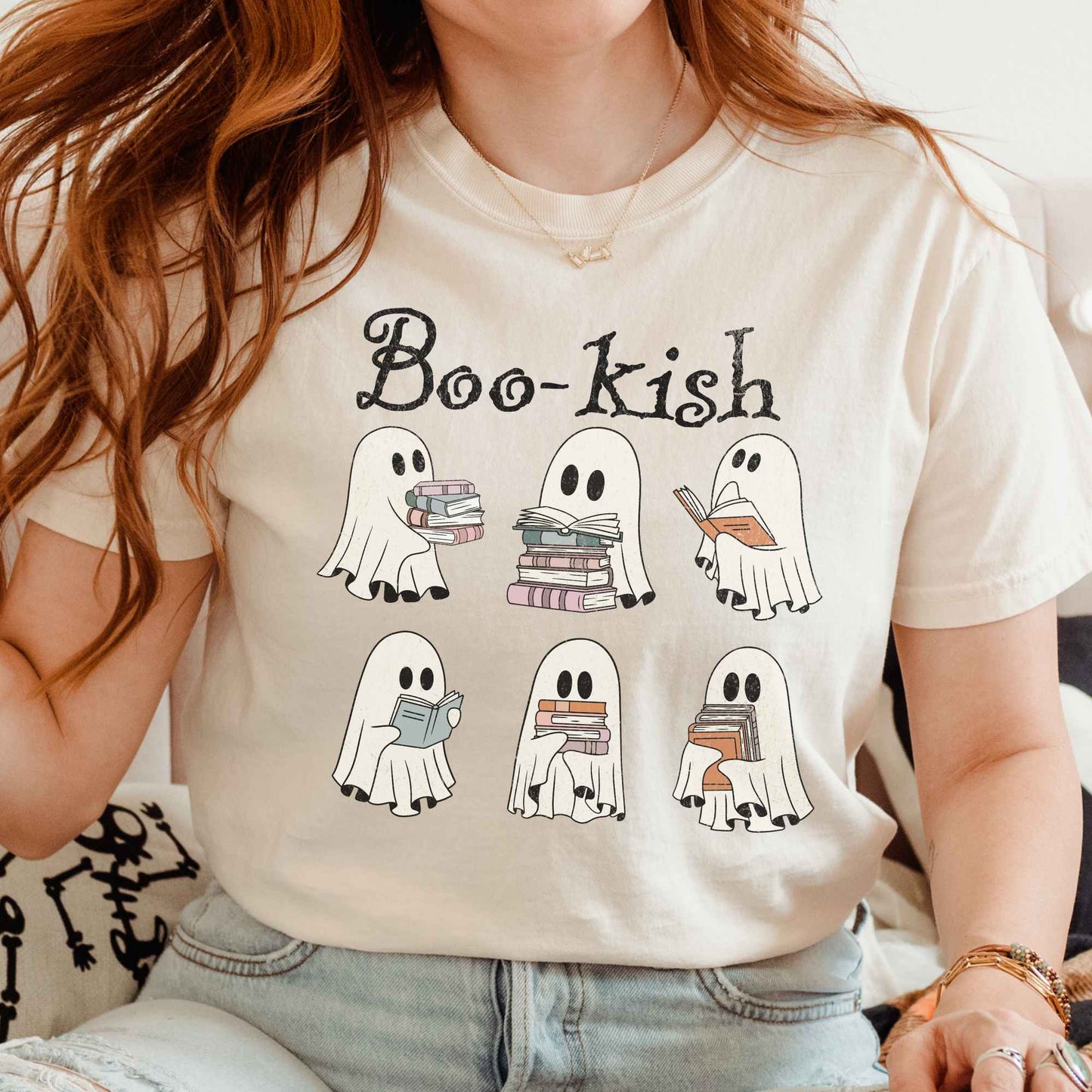 Boo-kish Ghosts Halloween Shirt Book lover Tee