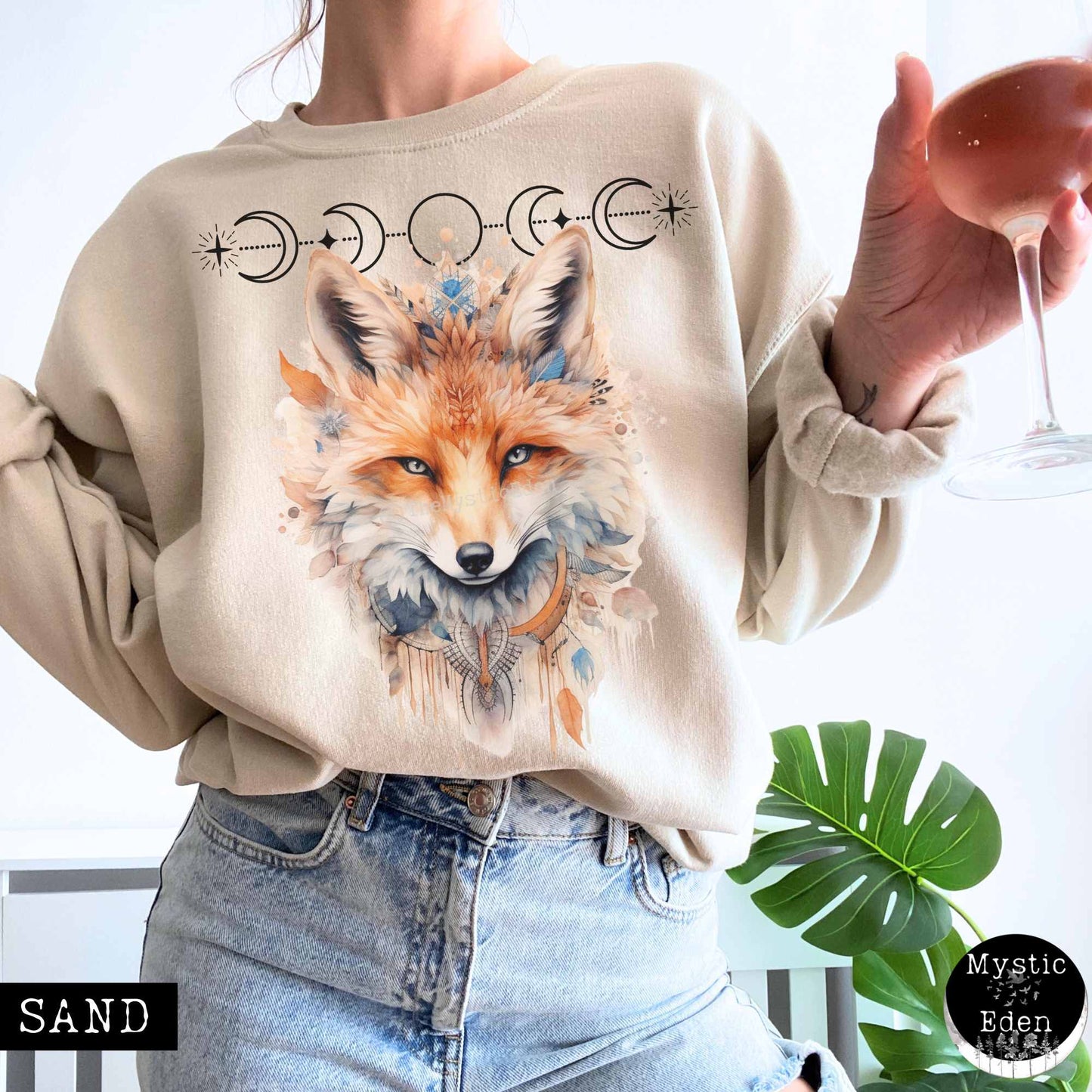 Mystical fox sweatshirt witchy whimsical aesthetic