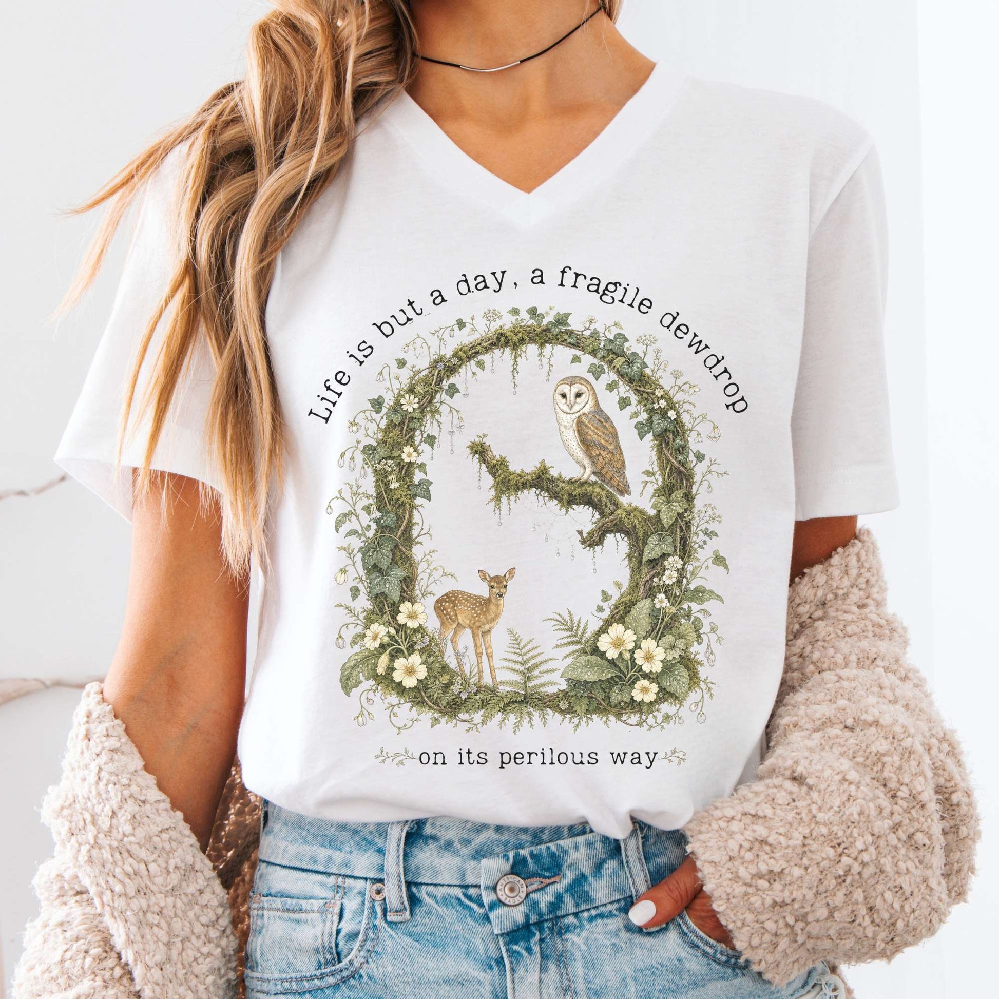 V-neck White / S Design 297 V-Neck The Mystic Eden