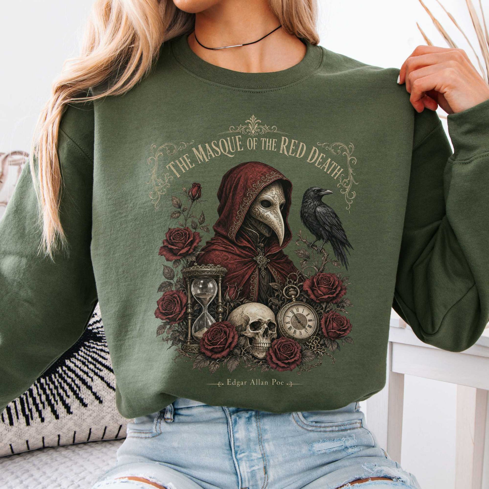 Sweatshirt Military Green / S Poe's The Masque of the Red Death Crewneck Sweatshirt The Mystic Eden