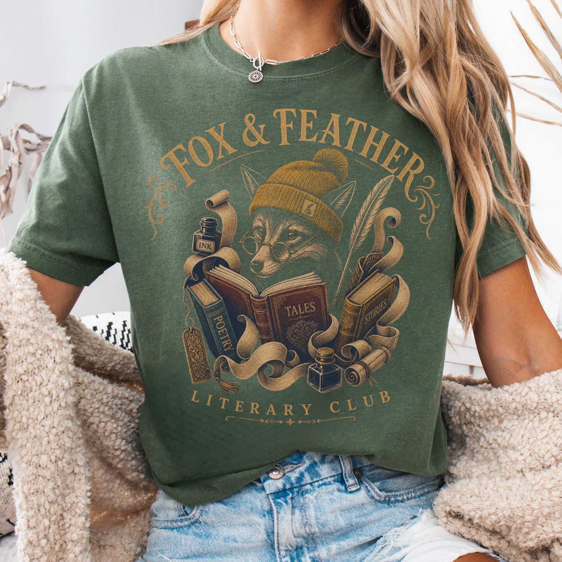 T-Shirt Moss / S Fox & Feather Literary Club T-Shirt The Mystic Eden