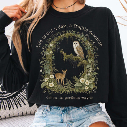 Long-sleeve Black / S Life Is But a Day, a Fragile Dewdrop John Keats Long Sleeve The Mystic Eden
