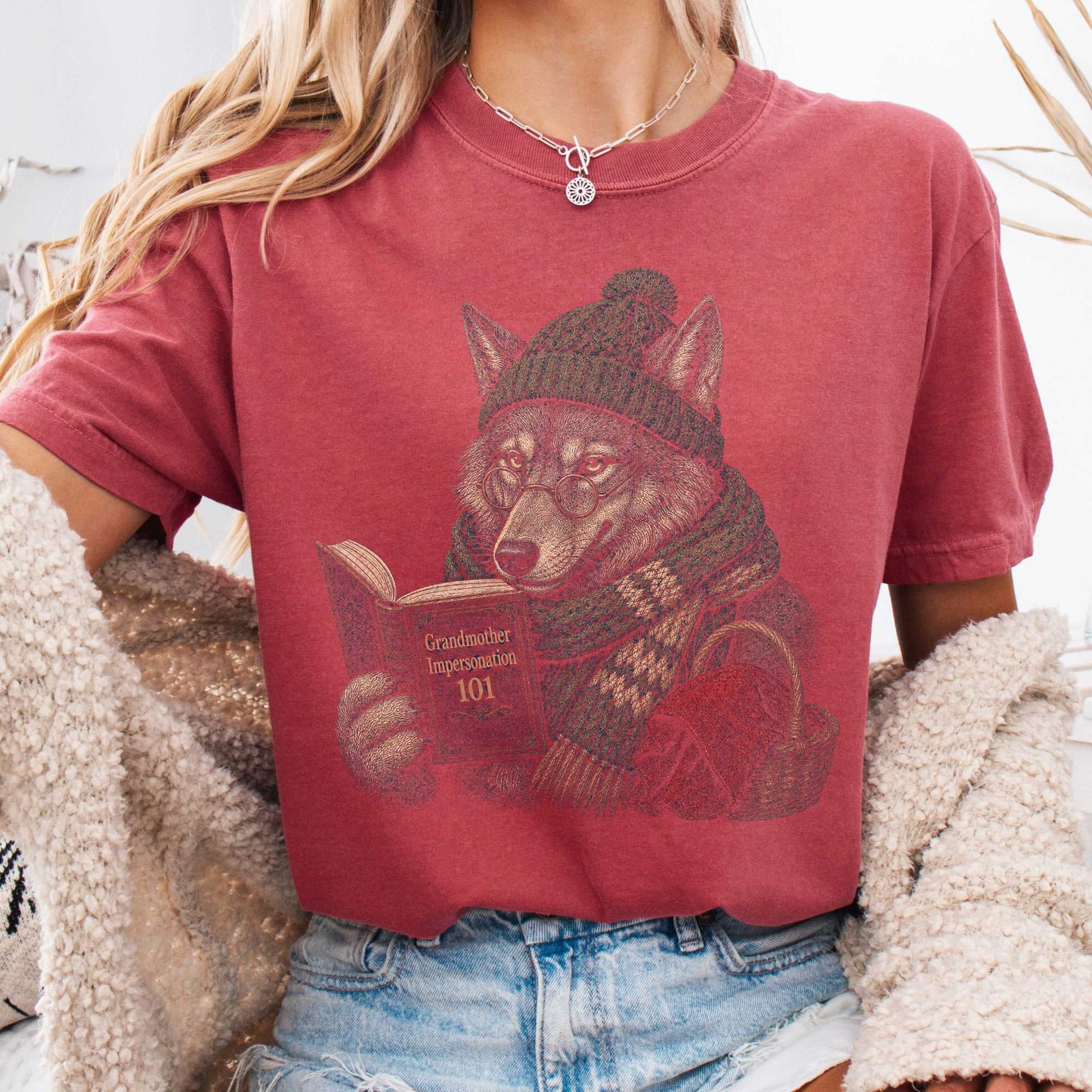 T-Shirt Crimson / S Grandmother Impersonation 101 Wolf Red Riding Hood T-Shirt The Mystic Eden