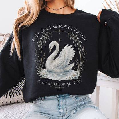 Sweatshirt Black / S In The Quiet Mirror Swan Crewneck Sweatshirt The Mystic Eden