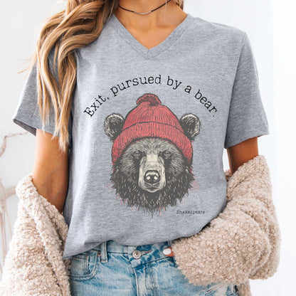 V-neck Athletic Heather / S Exit, Pursued by a Bear Shakespeare V-Neck The Mystic Eden
