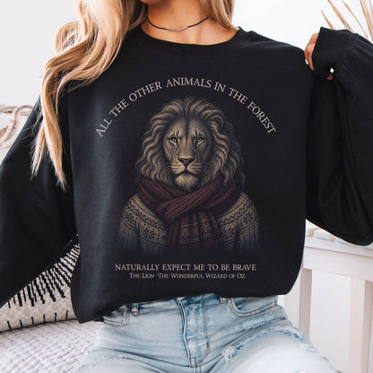 Sweatshirt Black / S All the Other Animals in the Forest Lion Oz Crewneck Sweatshirt The Mystic Eden