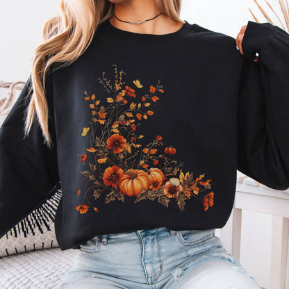 Sweatshirt Fall Floral Pumpkin Sweatshirt The Mystic Eden
