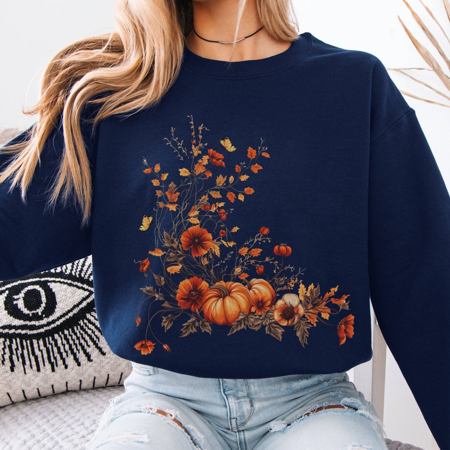 Sweatshirt Fall Floral Pumpkin Sweatshirt The Mystic Eden