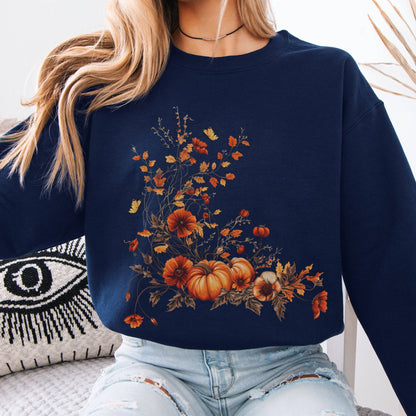 Sweatshirt Fall Floral Pumpkin Sweatshirt The Mystic Eden
