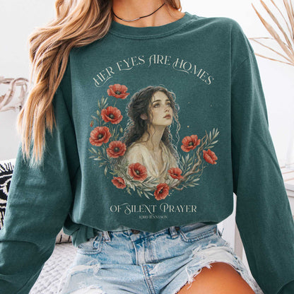 Long-sleeve Blue Spruce / S Her Eyes Are Homes of Silent Prayer Lord Tennyson Long Sleeve The Mystic Eden