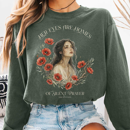 Long-sleeve Hemp / S Her Eyes Are Homes of Silent Prayer Lord Tennyson Long Sleeve The Mystic Eden