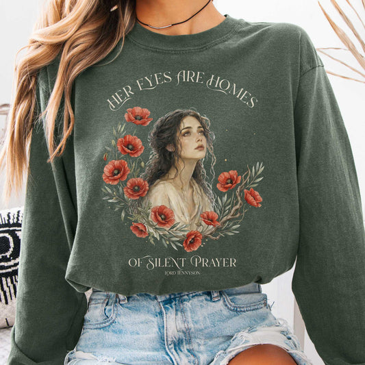 Long-sleeve Hemp / S Her Eyes Are Homes of Silent Prayer Lord Tennyson Long Sleeve The Mystic Eden