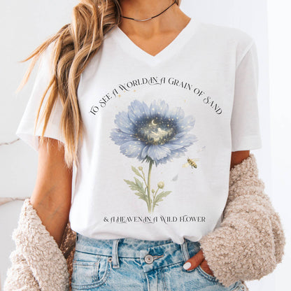 V-neck White / S Heaven in a Wildflower William Blake V-Neck The Mystic Eden
