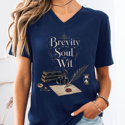 V-neck Navy / S Brevity Is the Soul of Wit Shakespeare Literary V-Neck The Mystic Eden