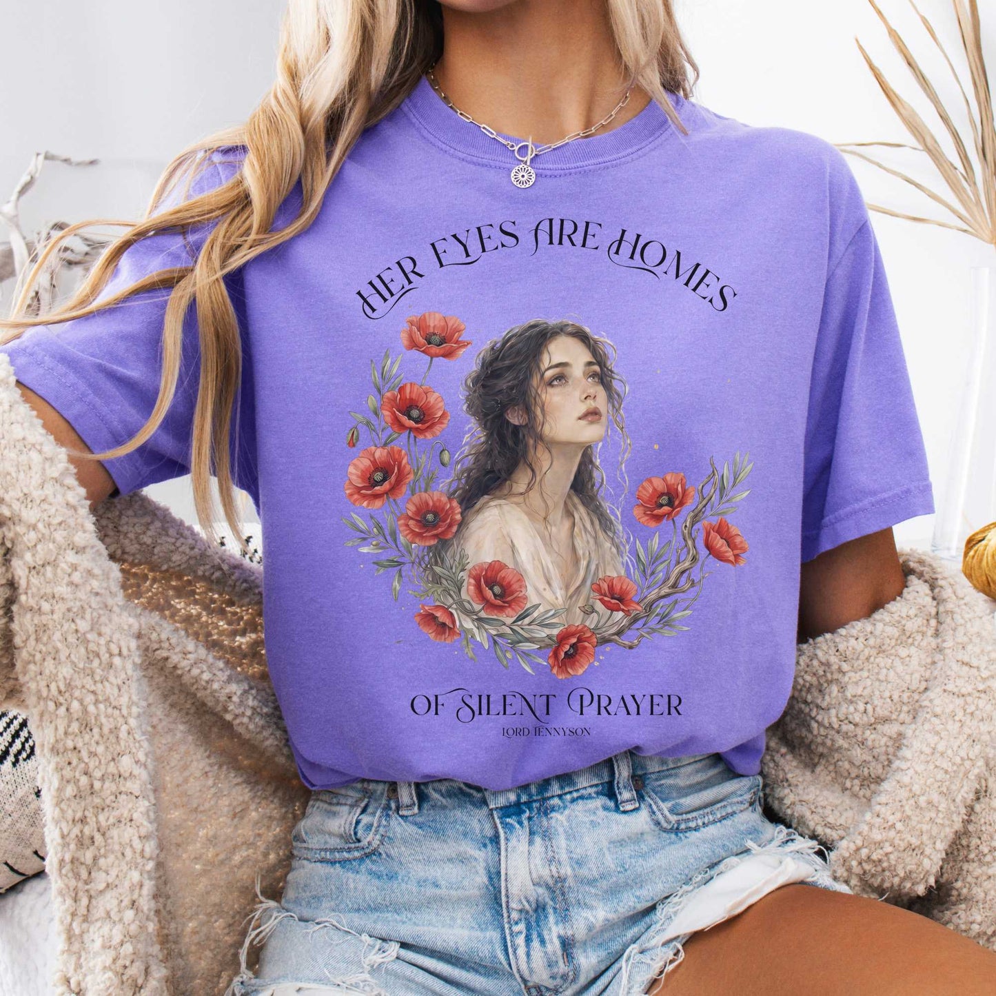 T-Shirt Violet / S Her Eyes Are Homes of Silent Prayer Lord Tennyson T-Shirt The Mystic Eden