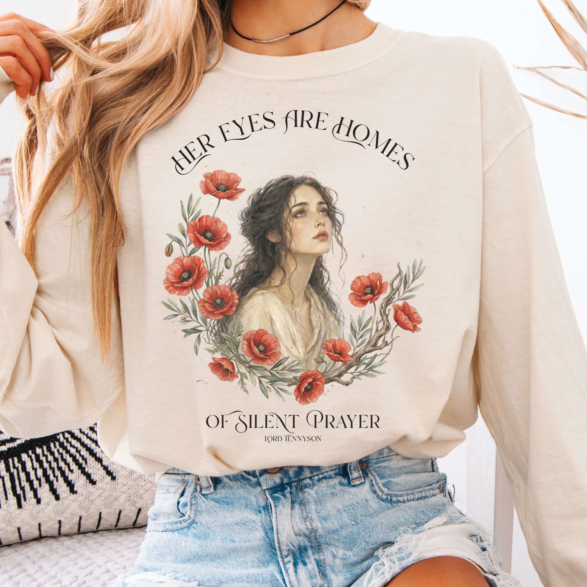 Long-sleeve Ivory / S Her Eyes Are Homes of Silent Prayer Lord Tennyson Long Sleeve The Mystic Eden