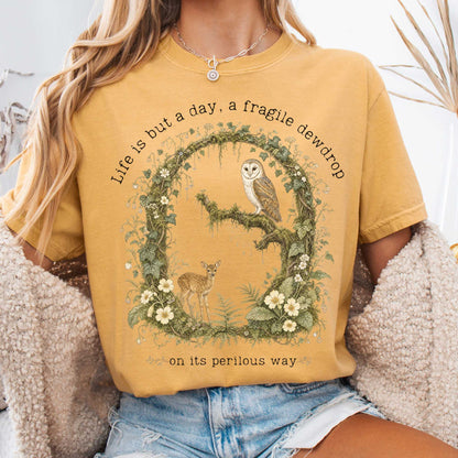 T-Shirt Mustard / S Life Is But a Day, a Fragile Dewdrop John Keats T-Shirt The Mystic Eden