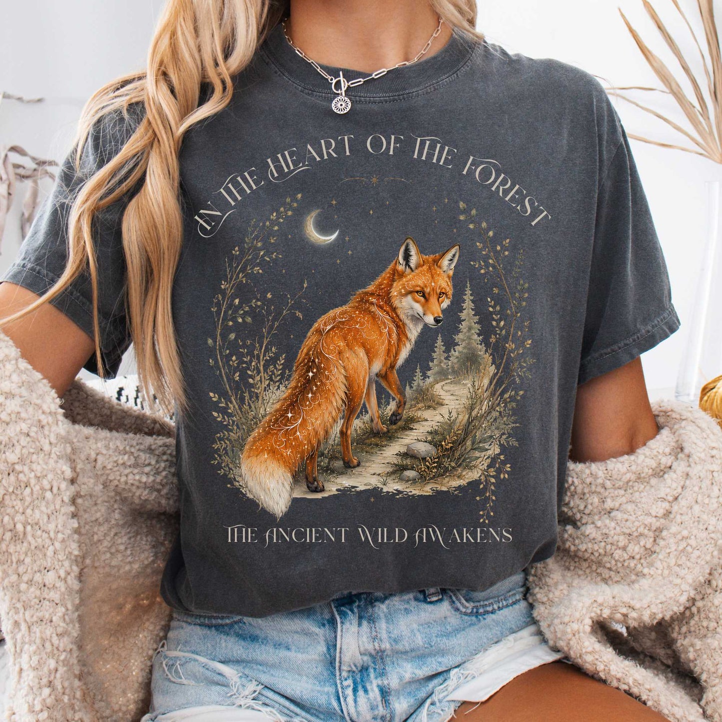 T-Shirt Pepper / S In the Heart of the Forest The Ancient Wild Awakens Fox T-Shirt The Mystic Eden