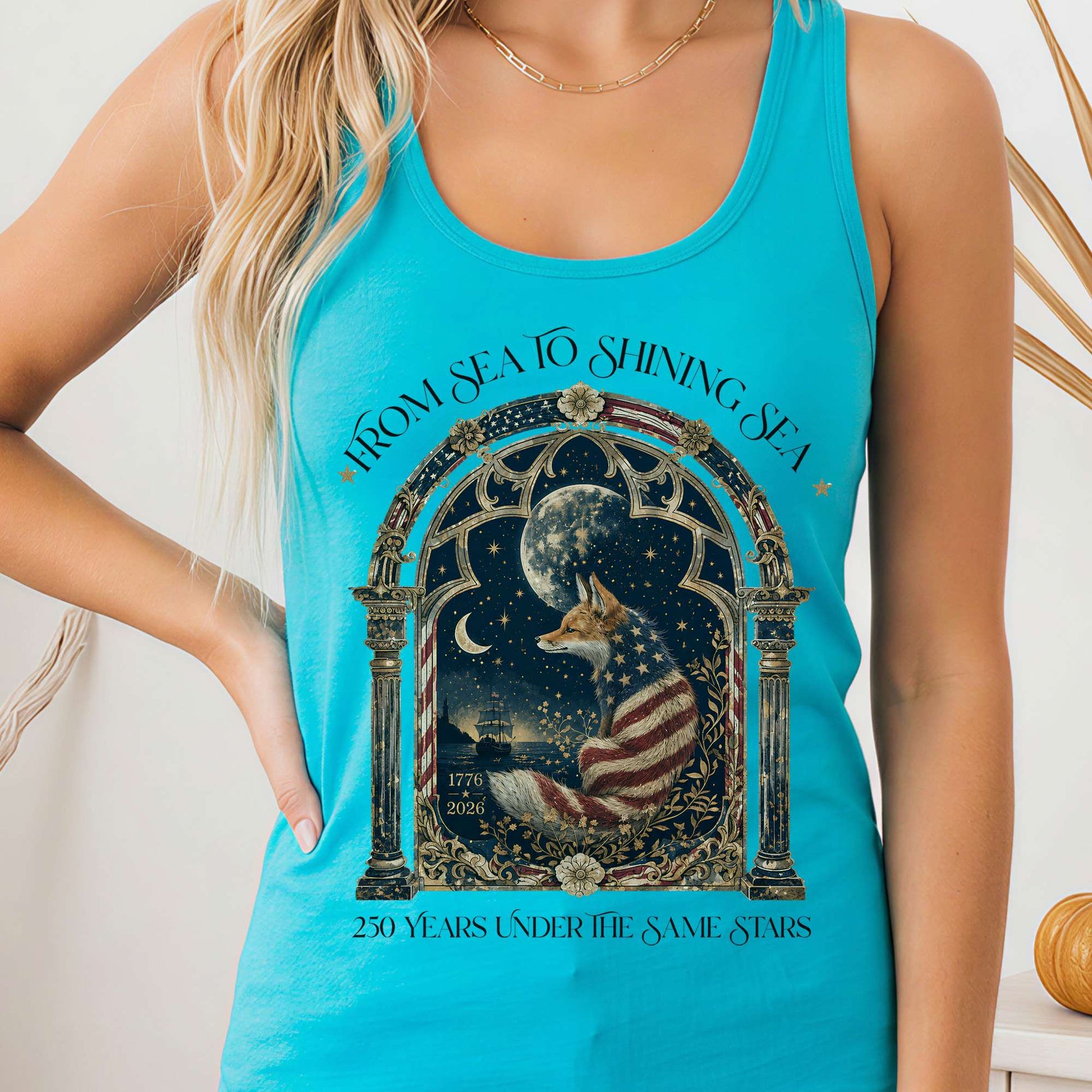 Tank Top Solid Tahiti Blue / XS 250 Years Under the Same Stars Women's Lightweight Tank Top The Mystic Eden