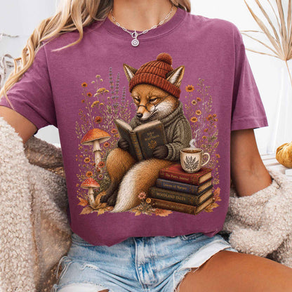 T-Shirt Berry / S The Woodland Reader Fox T-Shirt The Mystic Eden