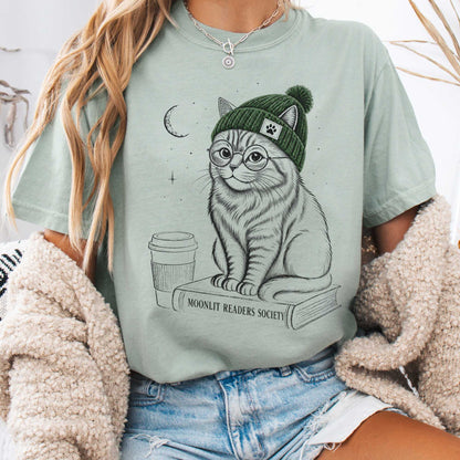 T-Shirt Bay / S Moonlit Readers Society Cat T-Shirt The Mystic Eden