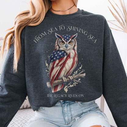 Sweatshirt Dark Heather / S The Legacy Lives On America 250 Owl Crewneck Sweatshirt The Mystic Eden