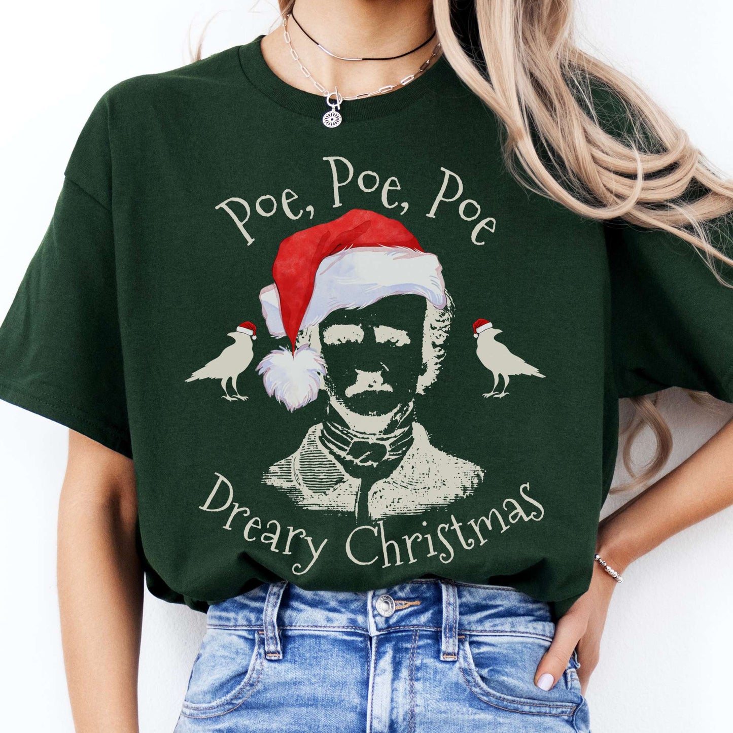 T-Shirts Poe, Poe, Poe Dreary Christmas T-Shirt The Mystic Eden