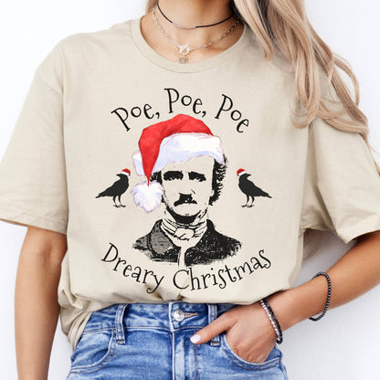 T-Shirts Poe, Poe, Poe Dreary Christmas T-Shirt The Mystic Eden