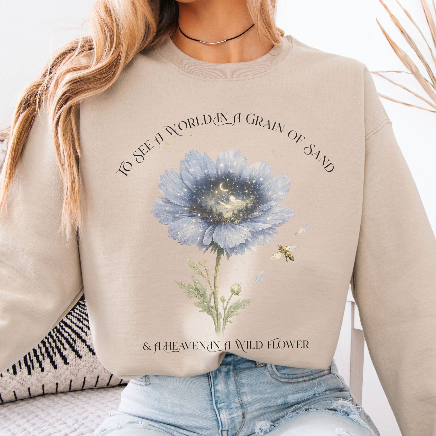 Sweatshirt Sand / S Heaven in a Wildflower William Blake Crewneck Sweatshirt The Mystic Eden
