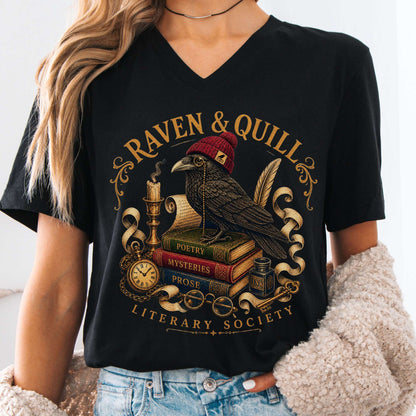 V-neck Black / S Raven & Quill Literary Society V-Neck The Mystic Eden